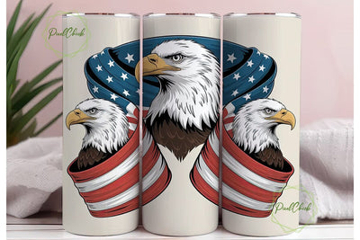 Patriotic Bald Eagle 20oz Tumbler Wrap Sublimation PixelChick 
