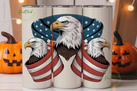 Patriotic Bald Eagle 20oz Tumbler Wrap Sublimation PixelChick 