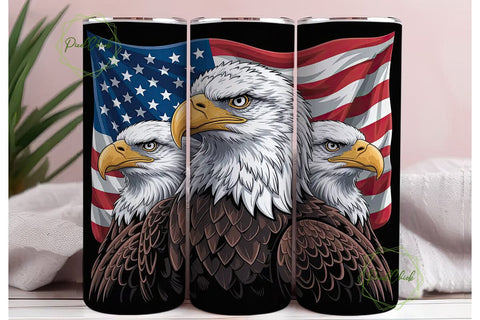 Patriotic Bald Eagle 20oz Tumbler Wrap Sublimation PixelChick 