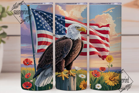 Patriotic Bald Eagle 20oz Tumbler Wrap Sublimation sassyprint 