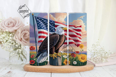 Patriotic Bald Eagle 20oz Tumbler Wrap Sublimation sassyprint 