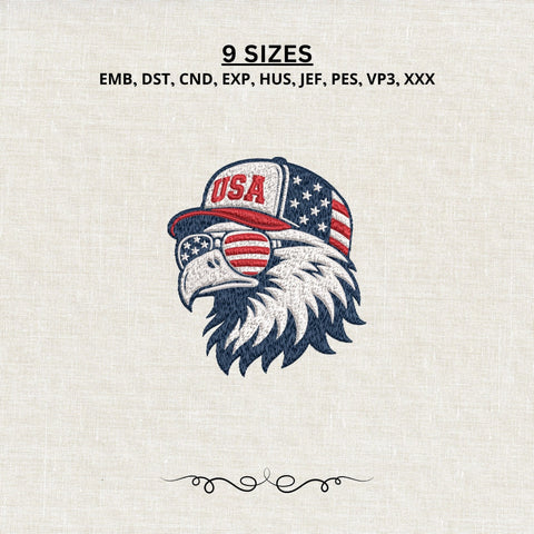Patriotic Bald Eagle USA Machine Embroidery Design American Flag Eagle PES DST Files Embroidery/Applique DESIGNS PatternFeed8 