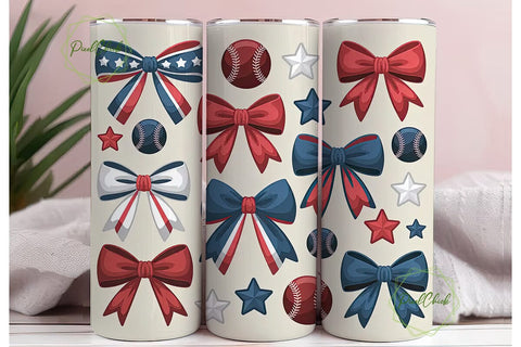 Patriotic Baseball 20oz Tumbler Wrap Sublimation PixelChick 