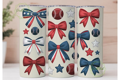 Patriotic Baseball 20oz Tumbler Wrap Sublimation PixelChick 