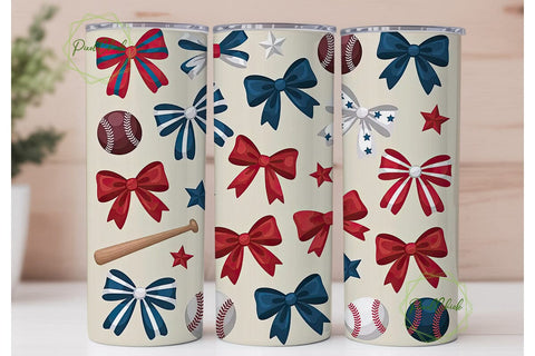 Patriotic Baseball 20oz Tumbler Wrap Sublimation PixelChick 