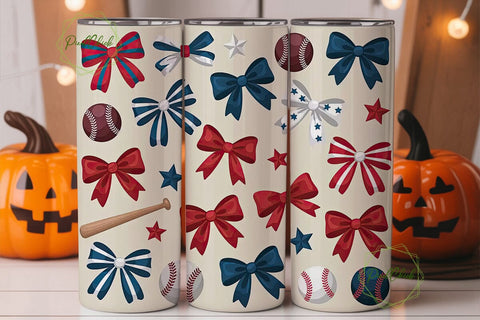 Patriotic Baseball 20oz Tumbler Wrap Sublimation PixelChick 