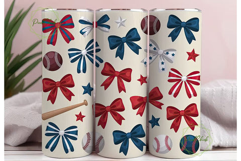 Patriotic Baseball 20oz Tumbler Wrap Sublimation PixelChick 