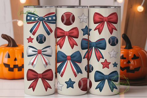 Patriotic Baseball 20oz Tumbler Wrap Sublimation PixelChick 