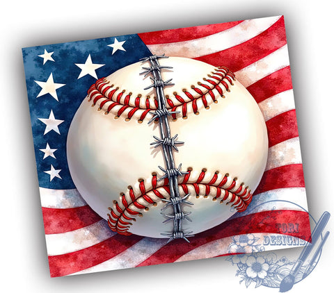Patriotic Baseball Fan 20oz Tumbler, American Sports Drinkware, 20oz Sublimation, Baseball Fan Gift, Patriotic Tumbler, Sporty Drinkware, Unique Baseball Design Sublimation ToriDesigns 