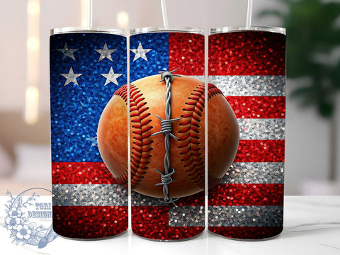 Patriotic Baseball Fan 20oz Tumbler, American Sports Drinkware, 20oz Sublimation, Baseball Fan Gift, Patriotic Tumbler, Sporty Drinkware, Unique Baseball Design Sublimation ToriDesigns 