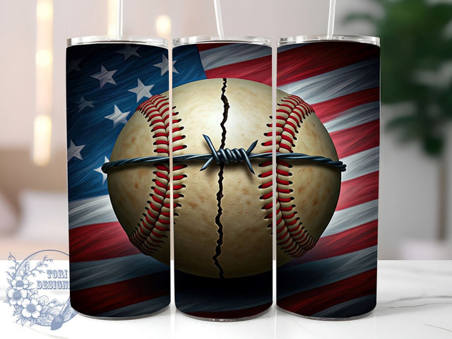 Patriotic Baseball Fan 20oz Tumbler, American Sports Drinkware, 20oz Sublimation, Baseball Fan Gift, Patriotic Tumbler, Sporty Drinkware, Unique Baseball Design Sublimation ToriDesigns 