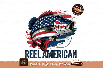 Patriotic Bass American Flag Fishing Graphic Sublimation Designangry 