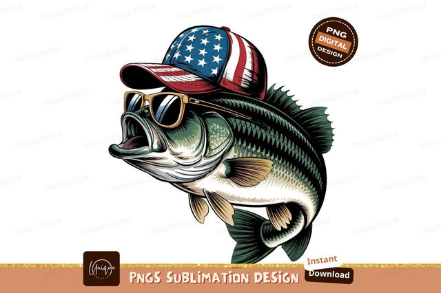 Patriotic Bass Fish With American Flag Cap Sublimation Designangry 