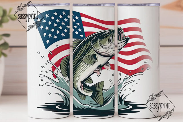 Patriotic Bass Fishing Tumbler Wrap Sublimation sassyprint 