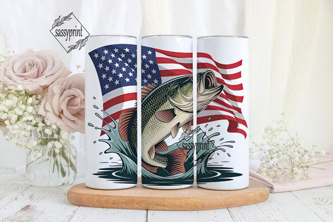 Patriotic Bass Fishing Tumbler Wrap Sublimation sassyprint 