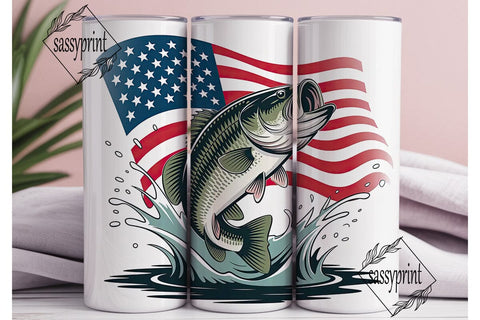 Patriotic Bass Fishing Tumbler Wrap Sublimation sassyprint 