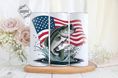 Patriotic Bass Fishing Tumbler Wrap Sublimation sassyprint 