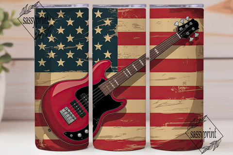 Patriotic Bass Guitar 20oz Tumbler Wrap Sublimation sassyprint 