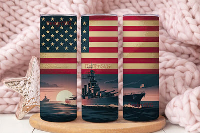 Patriotic Battleship 20oz Tumbler Wrap Sublimation DesignSVG 