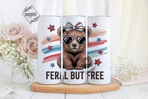 Patriotic Bear 20oz Tumbler Wrap Sublimation sassyprint 