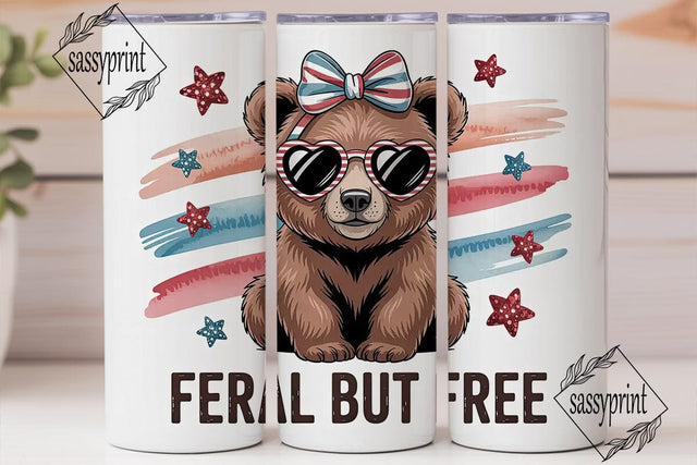 Patriotic Bear 20oz Tumbler Wrap Sublimation sassyprint 