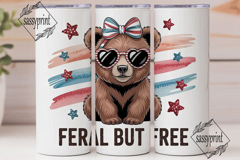 Patriotic Bear 20oz Tumbler Wrap Sublimation sassyprint 
