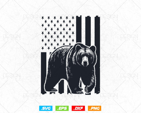 Patriotic Bear Hunting USA Flag Svg Png, Hunters Hunting Gifts for Men, Svg Files for Cricut Silhouette Decal, Instant Download SVG DesignDestine 