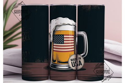 Patriotic Beer Mug 20oz Tumbler Wrap Sublimation sassyprint 