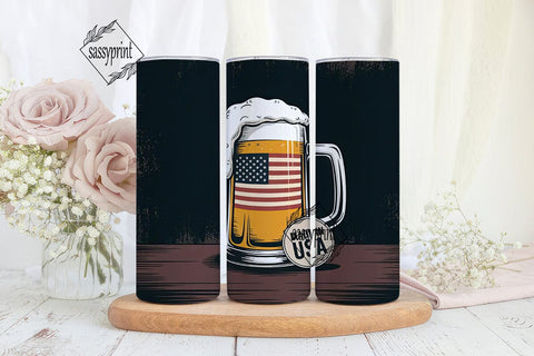 Patriotic Beer Mug 20oz Tumbler Wrap Sublimation sassyprint 