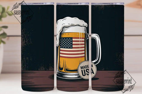 Patriotic Beer Mug 20oz Tumbler Wrap Sublimation sassyprint 