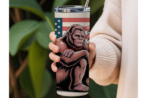 Patriotic Bigfoot 20oz Tumbler Wrap Sublimation DesignSVG 