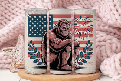 Patriotic Bigfoot 20oz Tumbler Wrap Sublimation DesignSVG 