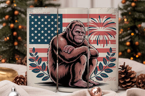 Patriotic Bigfoot 20oz Tumbler Wrap Sublimation DesignSVG 