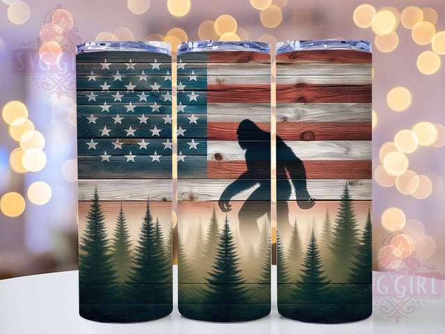 Patriotic Bigfoot 4th July Tumbler, 4th of July Tumbler, American Flag Wrap, Bigfoot American Flag, July 4th Tumbler, Patriotic Bigfoot Design, Independence Day Tumbler Sublimation SvggirlplusArt 