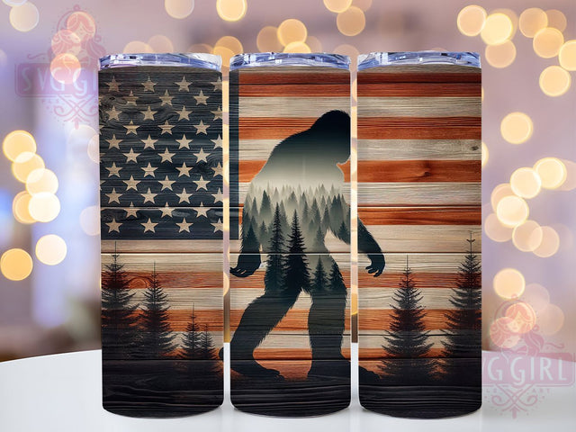 Patriotic Bigfoot 4th July Tumbler, 4th of July Tumbler, American Flag Wrap, Bigfoot American Flag, July 4th Tumbler, Patriotic Bigfoot Design, Independence Day Tumbler Sublimation SvggirlplusArt 
