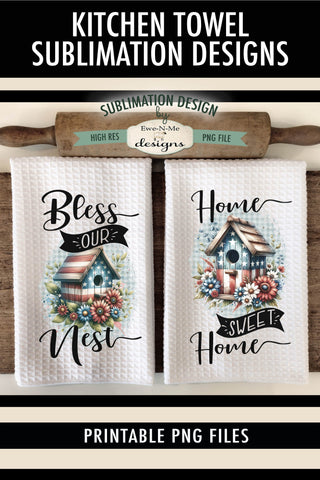 Patriotic Bird Houses Sublimation Dish Towel Designs Sublimation Ewe-N-Me Designs 