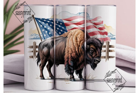 Patriotic Bison Tumbler Design Sublimation sassyprint 