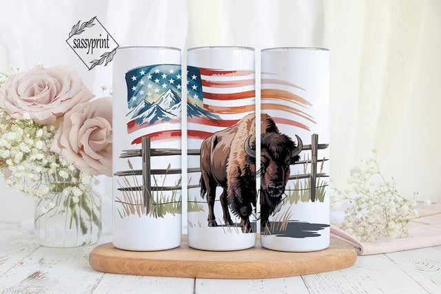 Patriotic Bison Tumbler Design Sublimation sassyprint 