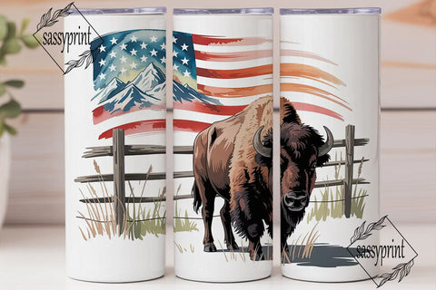 Patriotic Bison Tumbler Design Sublimation sassyprint 