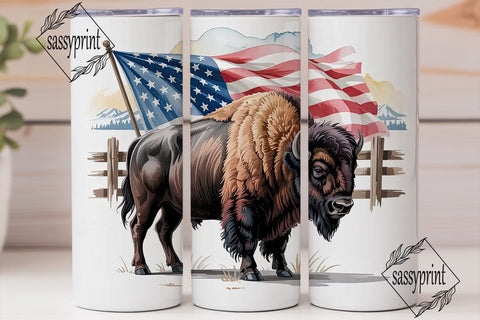 Patriotic Bison Tumbler Design Sublimation sassyprint 