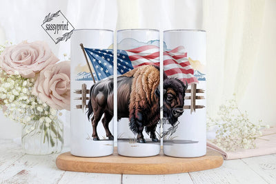 Patriotic Bison Tumbler Design Sublimation sassyprint 