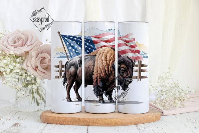 Patriotic Bison Tumbler Design Sublimation sassyprint 