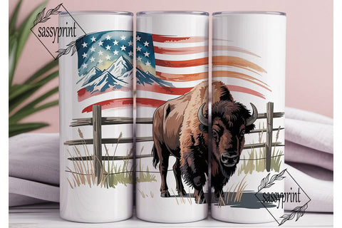 Patriotic Bison Tumbler Design Sublimation sassyprint 