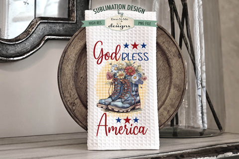 Patriotic Boots and Flowers - Sublimation Dish Towel Designs Sublimation Ewe-N-Me Designs 