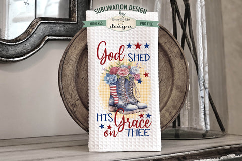 Patriotic Boots and Flowers - Sublimation Dish Towel Designs Sublimation Ewe-N-Me Designs 