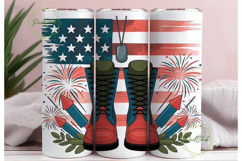 Patriotic Boots & Fireworks 20oz Tumbler Sublimation PixelChick 