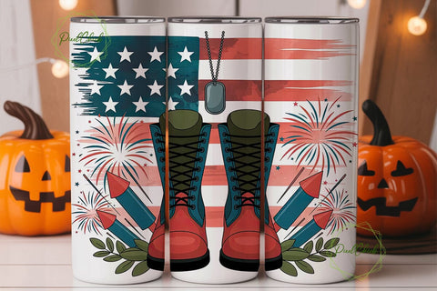 Patriotic Boots & Fireworks 20oz Tumbler Sublimation PixelChick 