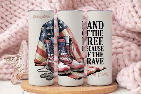 Patriotic Boots & Flag 20oz Tumbler Sublimation DesignSVG 