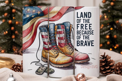 Patriotic Boots & Flag 20oz Tumbler Sublimation DesignSVG 