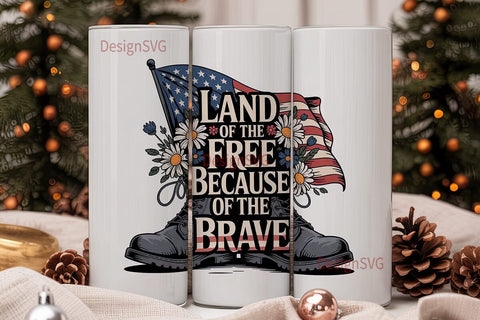 Patriotic Boots & Flag 20oz Tumbler Sublimation DesignSVG 